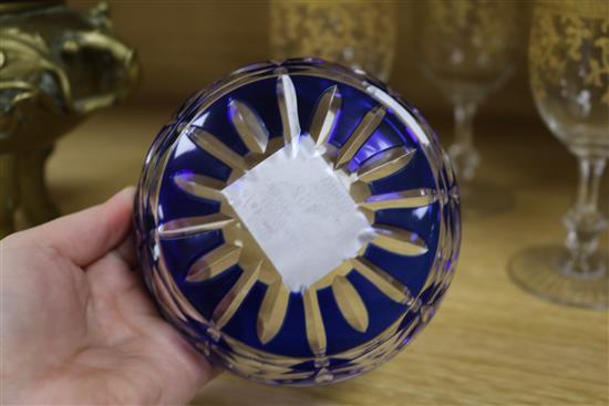 A pair of Bohemian gilt etched glass vases and assorted glassware
